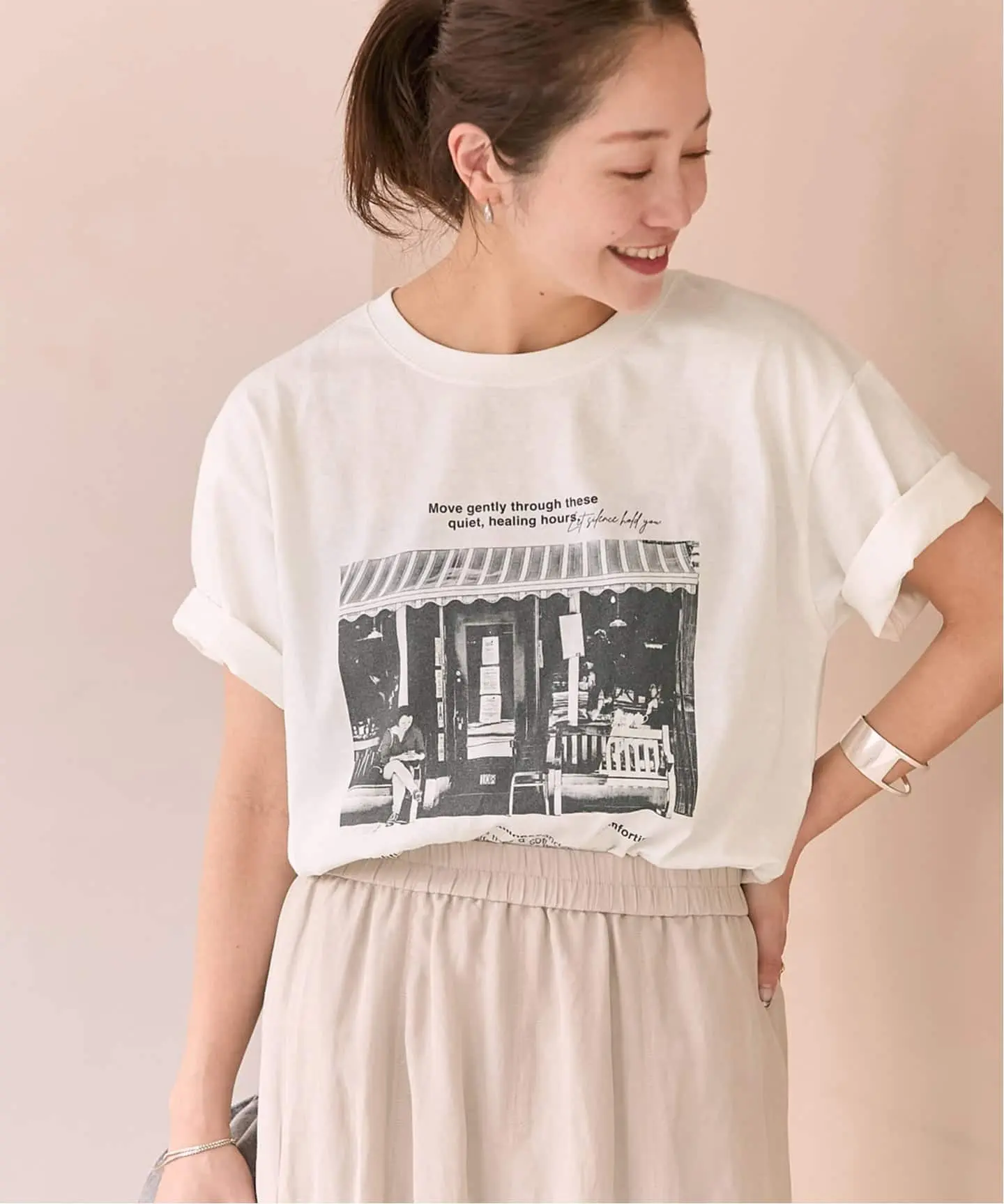 JS/Sweat-absorbing jersey printed T-shirt/上衣/白色(010)/FREE
