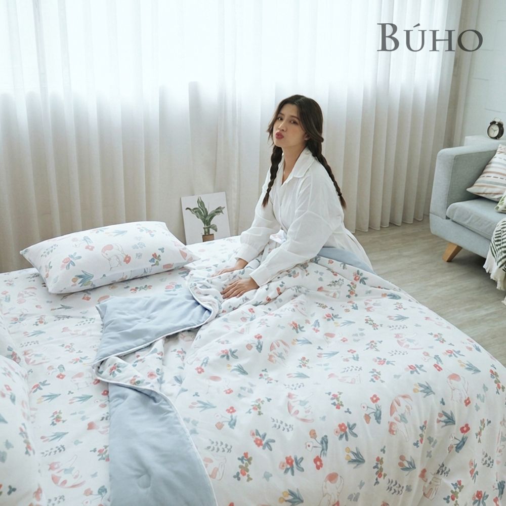 《BUHO布歐》零度冰眠紗｜涼感6尺雙人加大床包枕套三件組/ 喵星花園