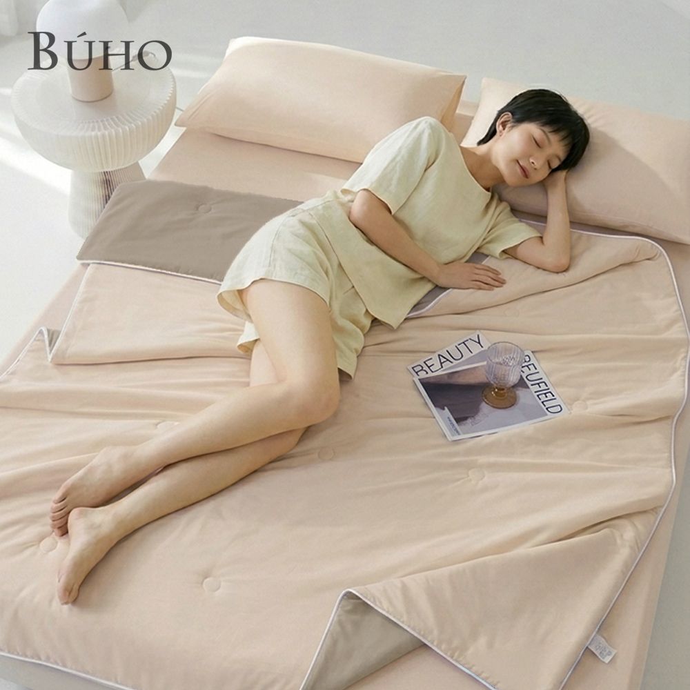 《BUHO布歐》零度冰眠紗｜涼感3.5尺單人床包枕套+涼被(180x200cm)三件組/ 禾栗芽