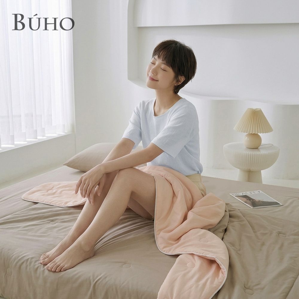 《BUHO布歐》零度冰眠紗｜涼感6尺雙人加大床包枕套+涼被(180x200cm)四件組/ 焙茶棕