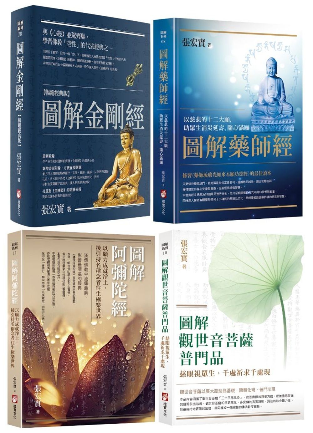 張宏實圖解四合經願力套書: 圖解金剛經+圖解藥師經+圖解阿彌陀經+圖解觀世音菩薩普門品 (暢銷經典版/4冊合售)