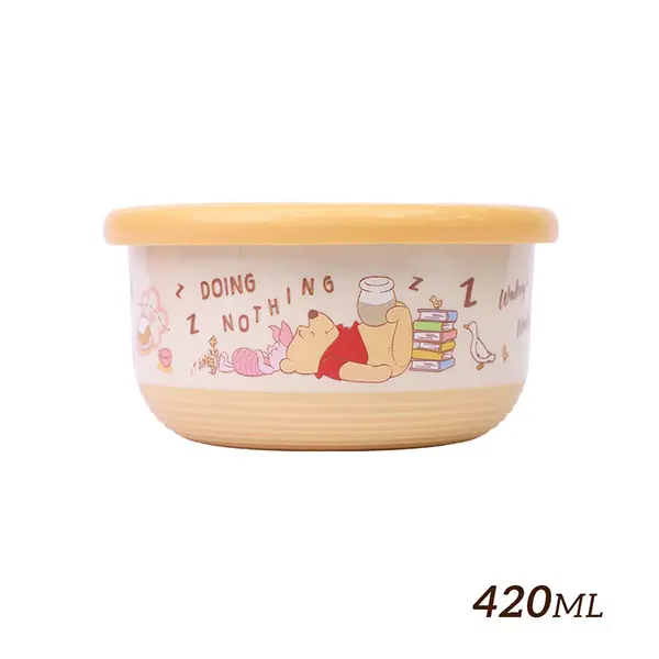 HOUSUXI迪士尼小熊維尼不鏽鋼雙層隔熱碗/ 420ml/ 新版