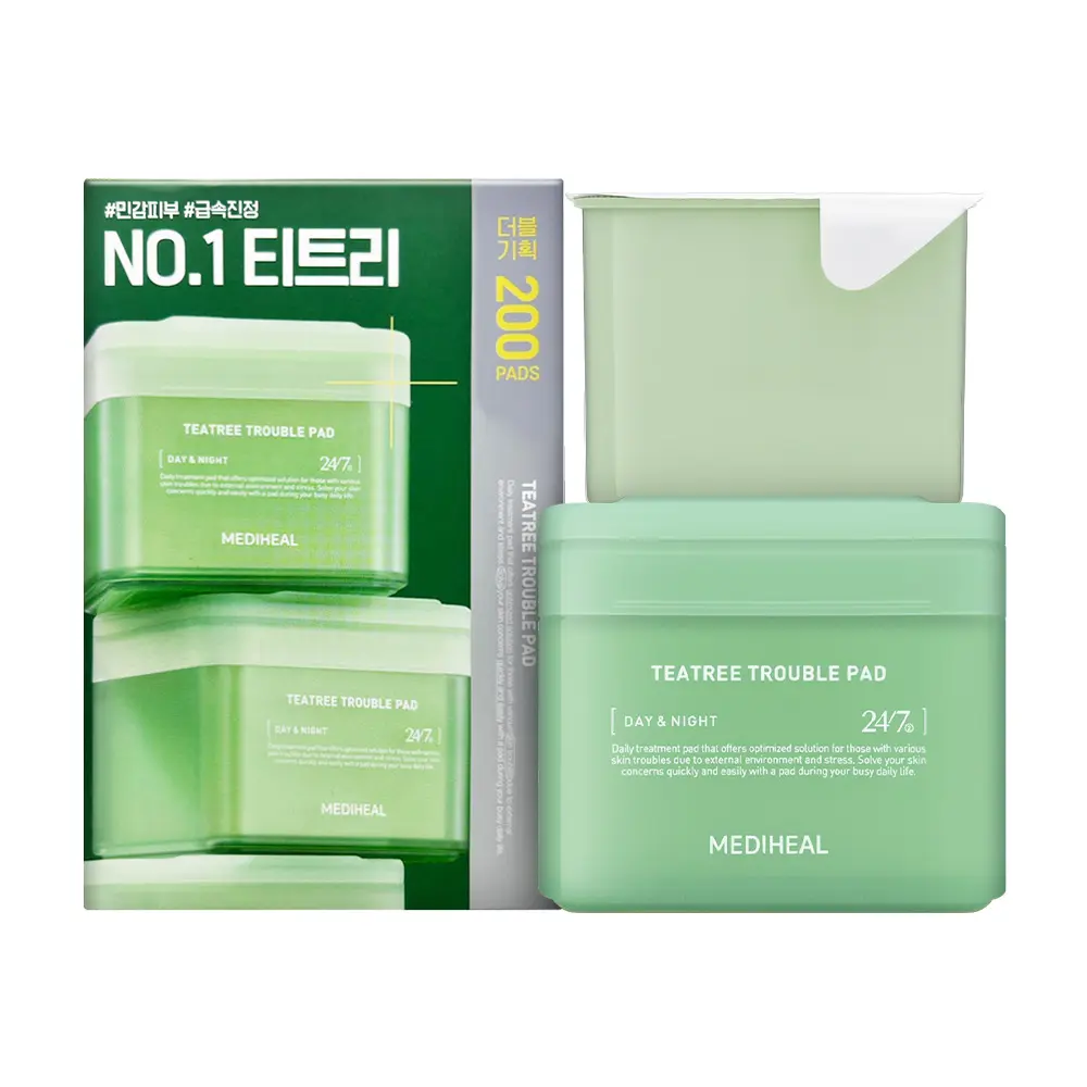 【MEDIHEAL】調理化妝棉片 100片+100片補充包 #茶樹(綠) -平行輸入
