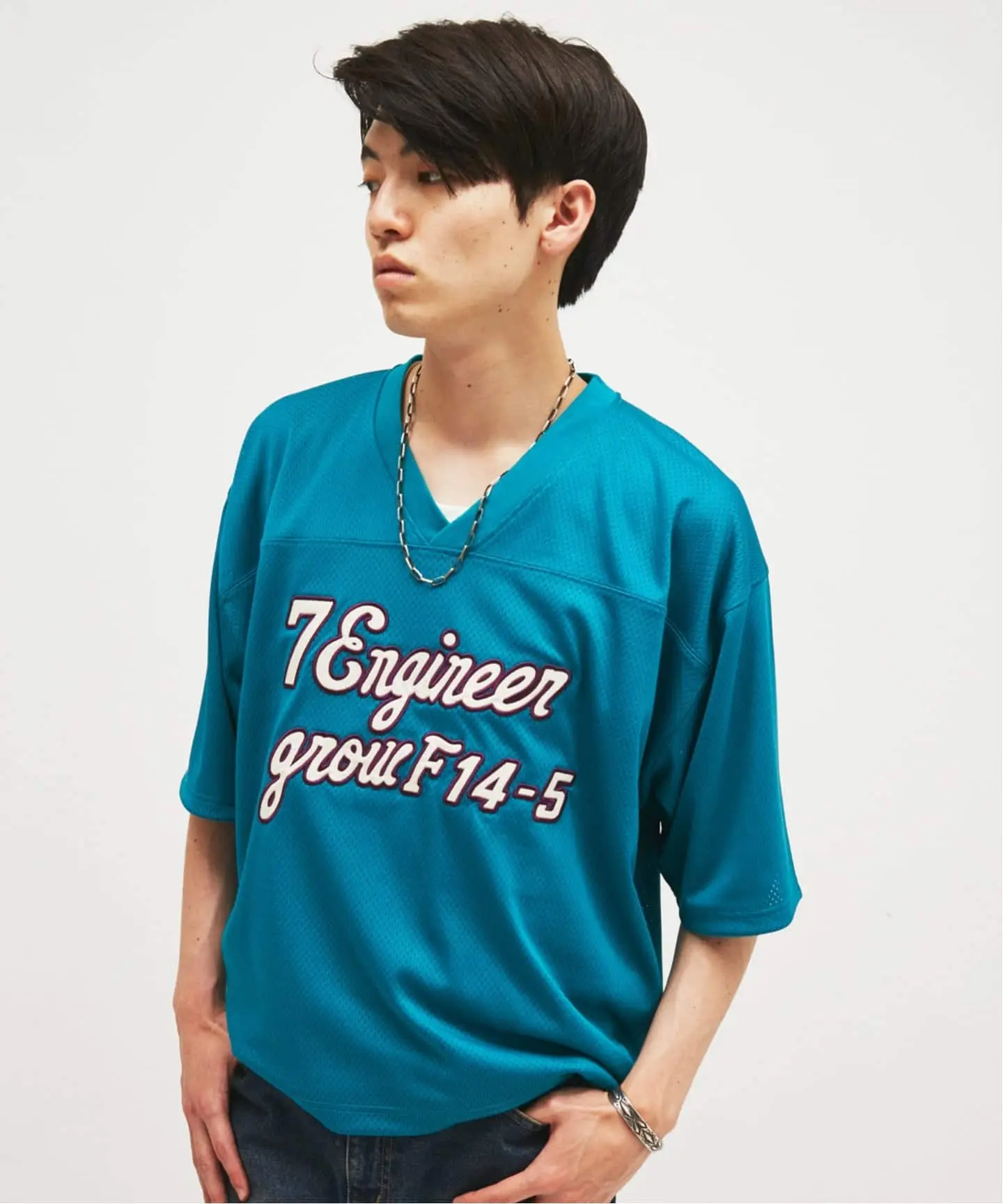 JS/FOOTBALL OVER MESH TEE/短袖上衣/綠色(030)/L