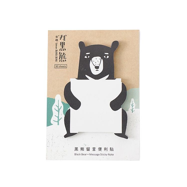 Jean黑熊留言便利貼/ 半蹲黑熊