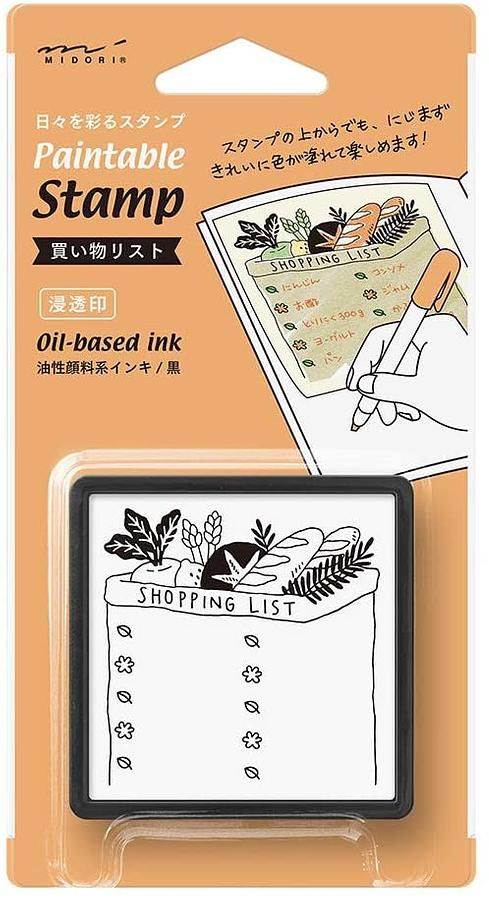日本 MIDORI Paintable Pre-inked 印章/ Shopping List