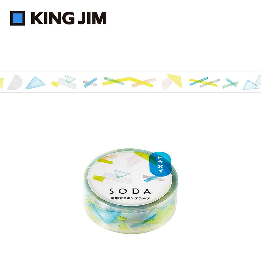 KING JIM Hitotoki Soda透明PET卷狀膠帶 第1彈/ 15MM/ 幾何
