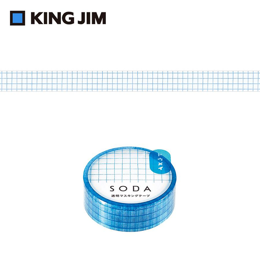 KING JIM Hitotoki Soda透明PET卷狀膠帶 第1彈/ 15MM/ 方眼