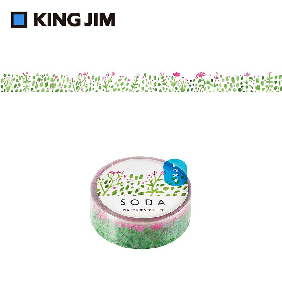 KING JIM Hitotoki Soda透明PET卷狀膠帶 第1彈/ 15MM/ 植物