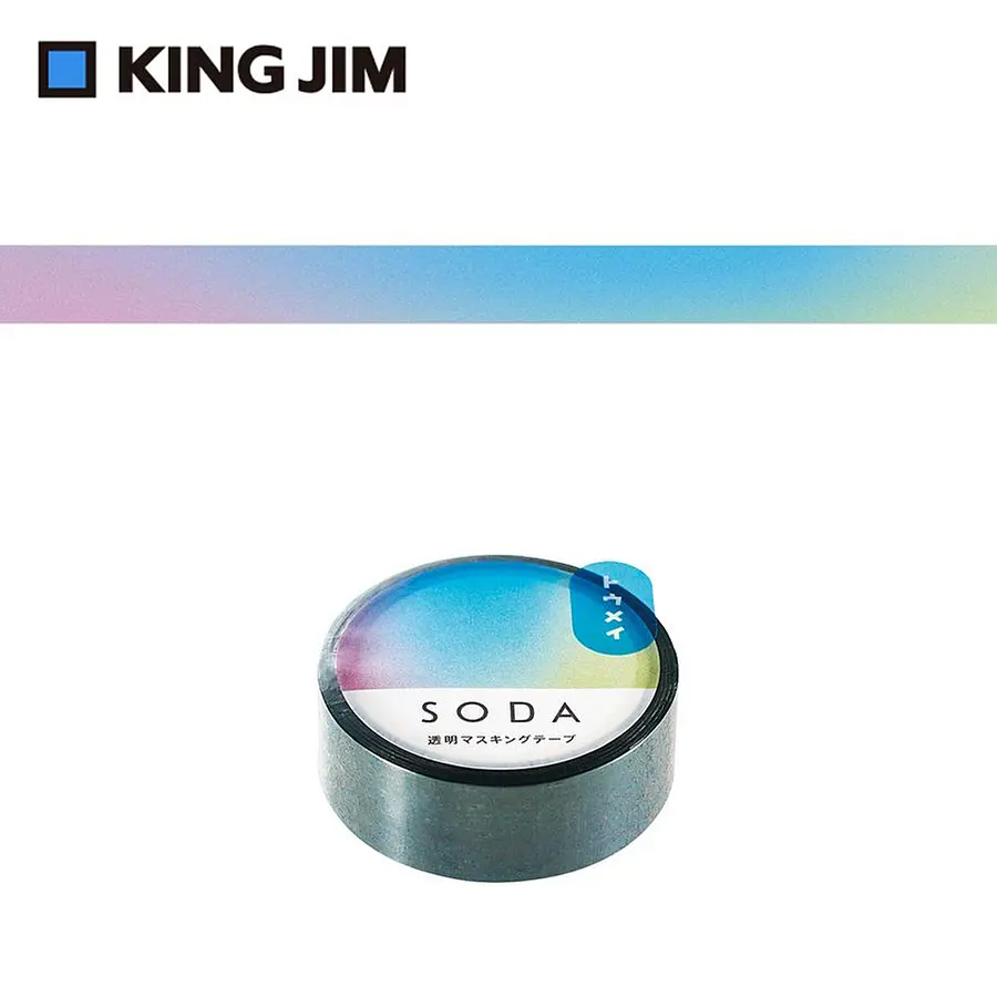 KING JIM Hitotoki Soda透明PET卷狀膠帶 第1彈/ 15MM/ 極光