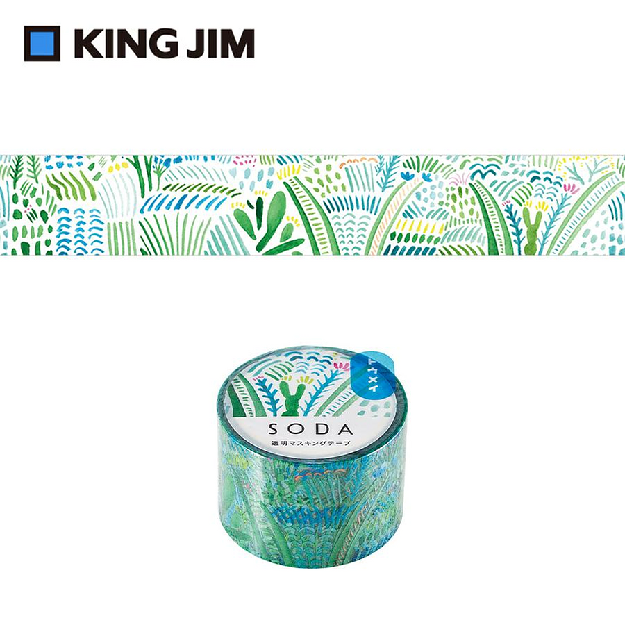 KING JIM Hitotoki Soda透明PET卷狀膠帶 第1彈/ 30MM/ 庭院