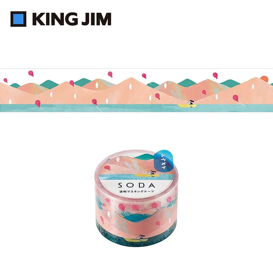 KING JIM Hitotoki Soda透明PET卷狀膠帶 第1彈/ 30MM/ 氣球湖畔