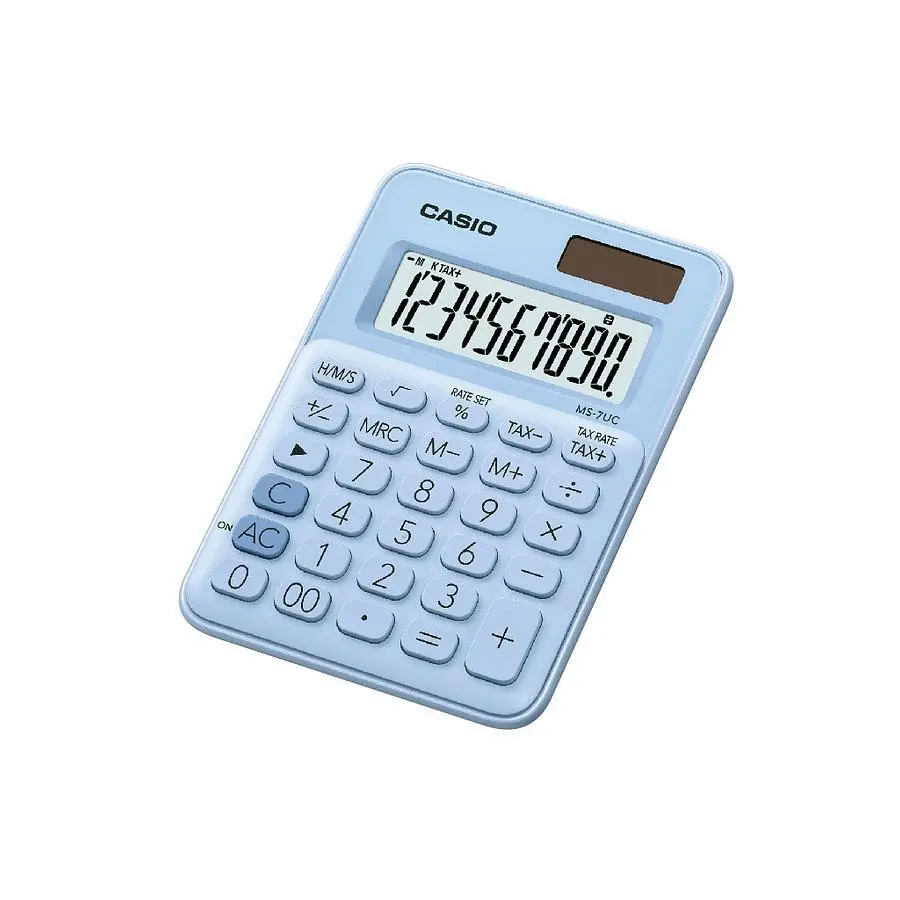 CASIO馬卡龍計算機/ 迷你桌上型/ 10位元/ 天空藍/ MS-7UC-LB/ 泡殼包裝