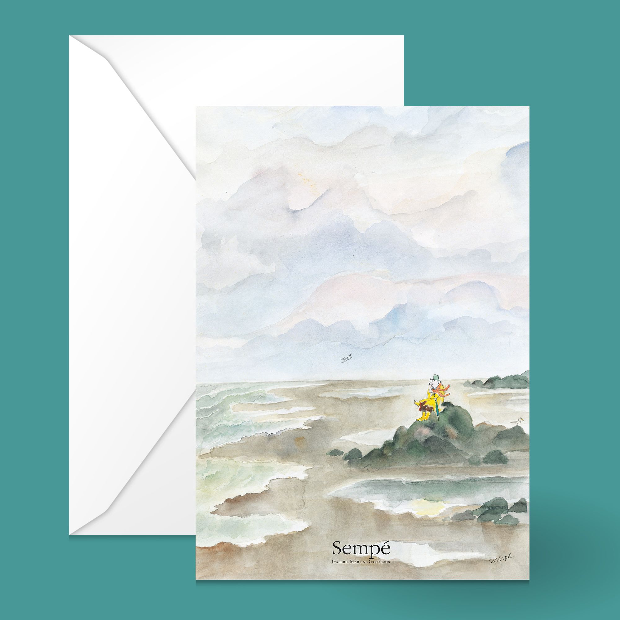 法國Image Republic 雙卡/ 插畫家Jean-Jacques Sempé系列/ 浪漫的孤獨步行者/ 10.5X15CM