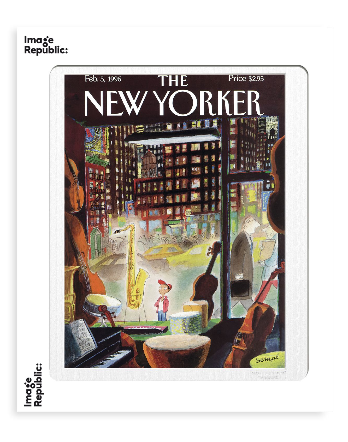 法國 Image Republic 畫報/ 紐約客雜誌封面復刻系列/ 男孩和薩克斯風/ 30X40CM