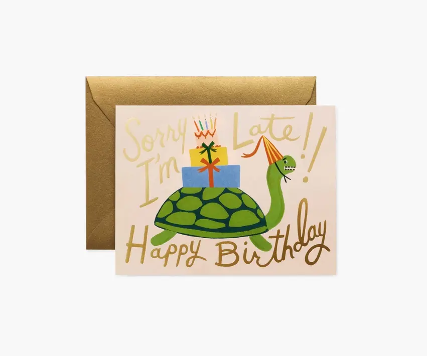 美國 RIFLE PAPER 生日卡/ Turtle Belated Birthday