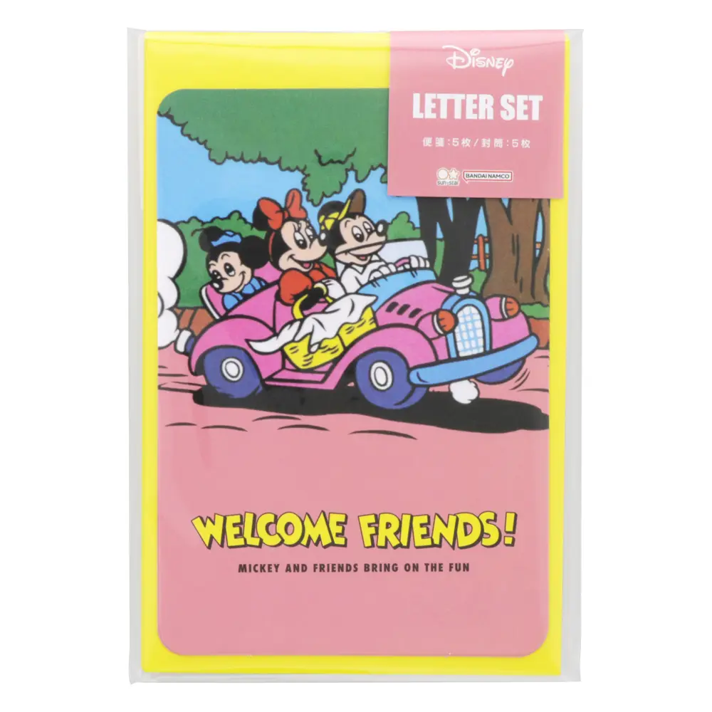 日本 sun-star 迪士尼Retro Friends造型信封信紙組/ 野餐
