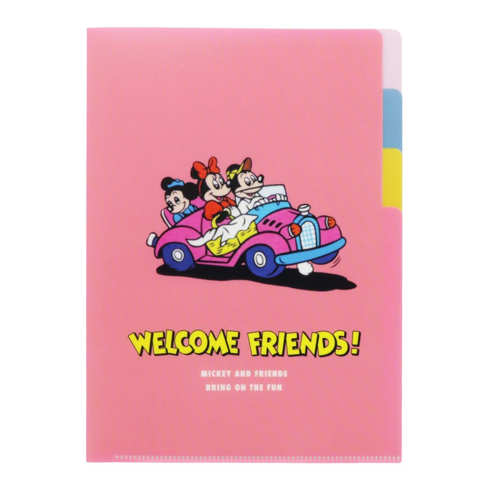 日本 sun-star 迪士尼Retro Friends透明資料夾/ 3頁/ 野餐