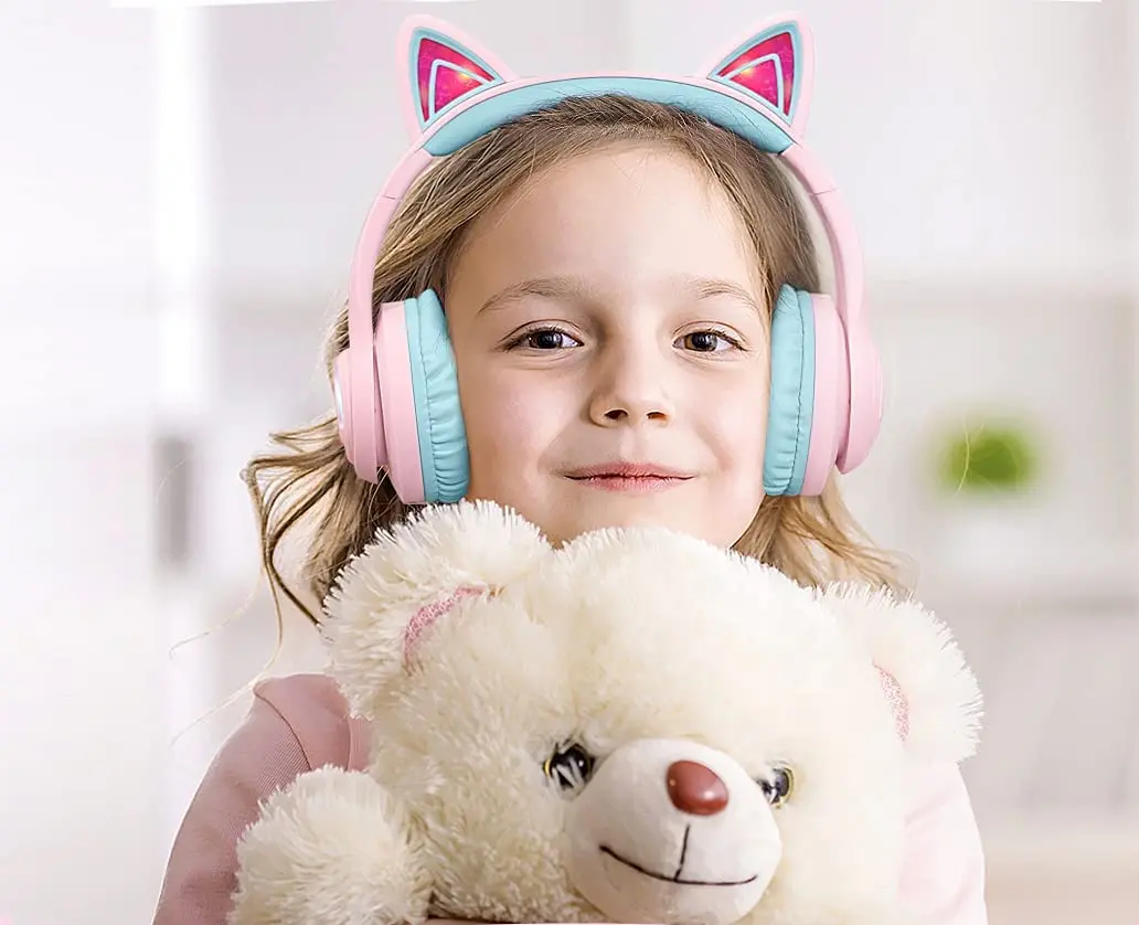 iClever BTH13炫光無線兒童耳機/ 粉紅色