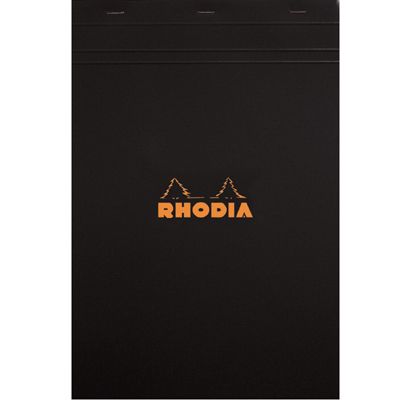 法國RHODIA 上掀式騎馬釘方眼筆記本/ A4+/ Black/ Squared