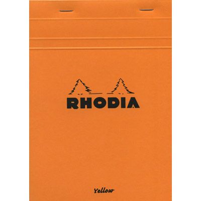 法國RHODIA 上掀式騎馬釘方眼筆記本/ A5/ Orange/ Squared/ Yellow Paper