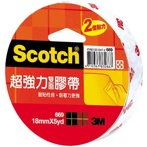 3M超強力雙面紙膠帶/ 18mm