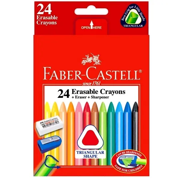 FABER-CASTELL 三角粗芯擦擦蠟筆/ 24色