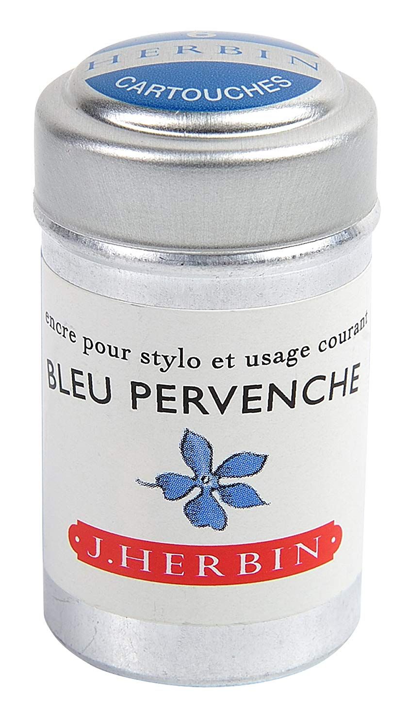 法國Jacques Herbin 鋁罐裝墨水管6入/ Bleu Perenche
