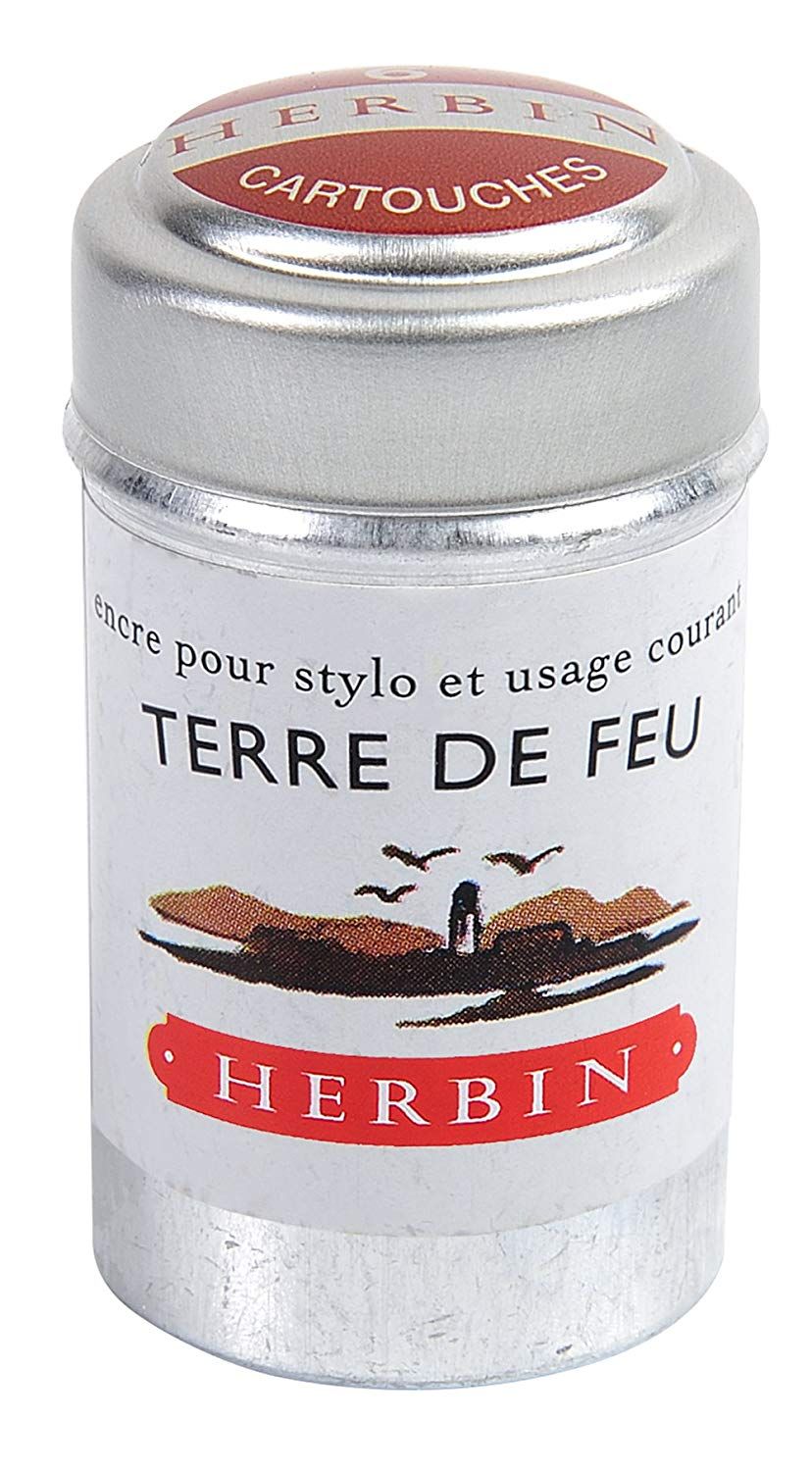 法國Jacques Herbin 鋁罐裝墨水管6入/ Terre de Feu