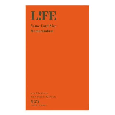 日本 LiFE M 名片型筆記本 2冊入/ 橘/ 空白