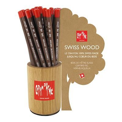 CARAN D'ACHE Swiss Wood原木鉛筆組/ HB/ 30支入/ 附原木筆筒