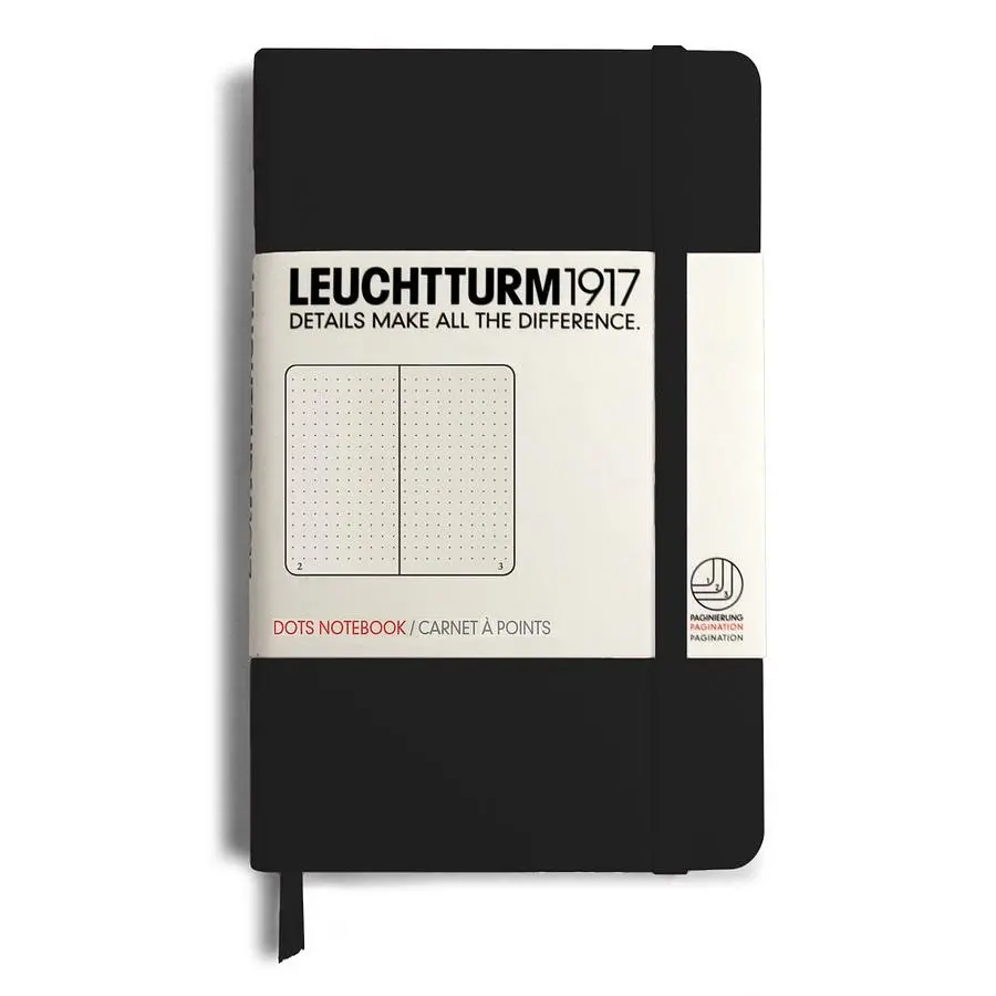 德國 LEUCHTTURM1917 硬殼筆記本 A6/ 黑/ 方點