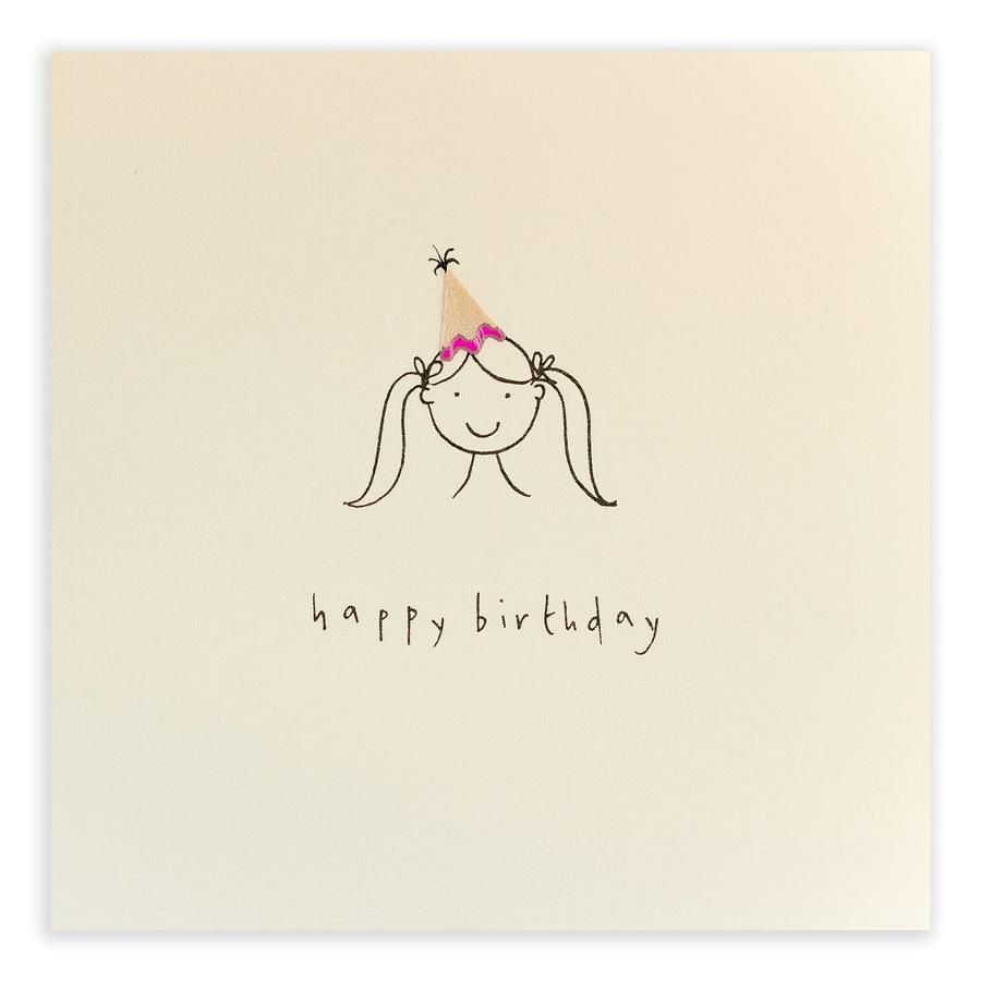 英國 Pencil Shavings 生日卡/ Hat Girl
