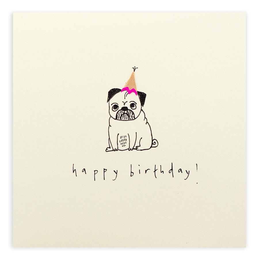 英國 Pencil Shavings 生日卡/ Pug
