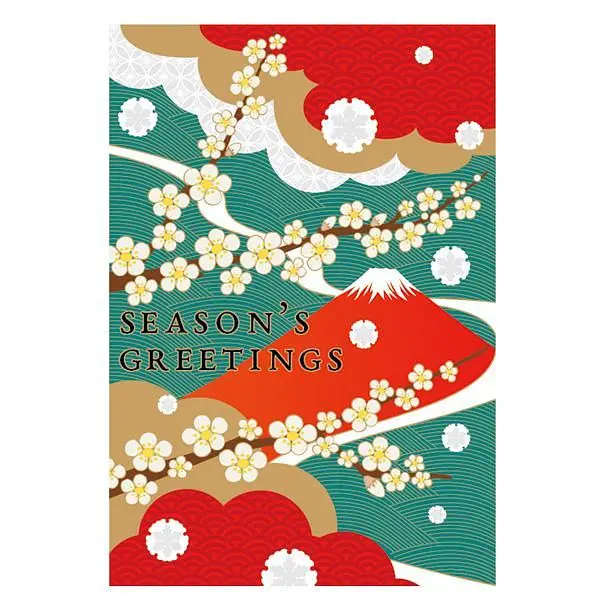 日本Greeting Life和風聖誕卡/ 梅與富士