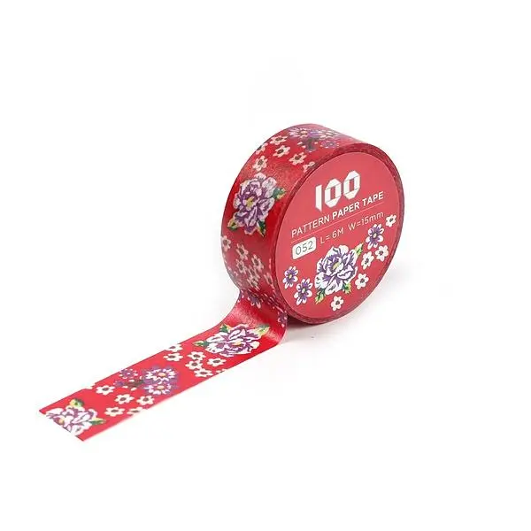 Jean 100款短米紙膠帶/ 客家紅布花