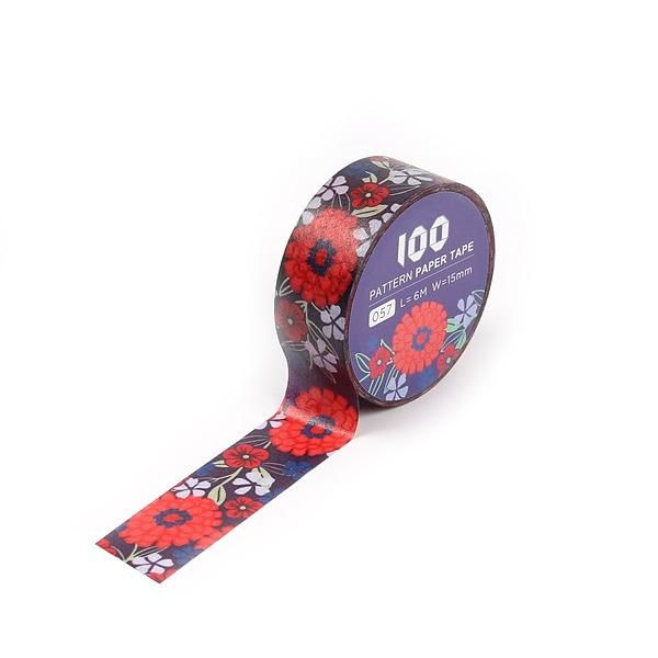 Jean 100款短米紙膠帶/ 紅色大理花