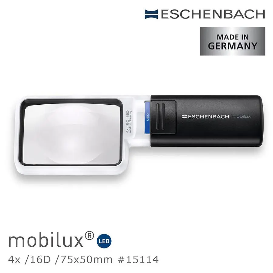 ESCHENBACH 4倍手持型非球面放大鏡/ 方型鏡面/ 含LED燈