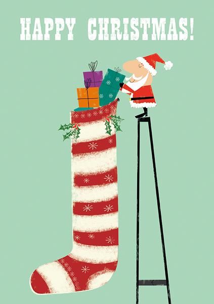 英國ART FILE聖誕卡/ Ink Press/ Xmas Stocking
