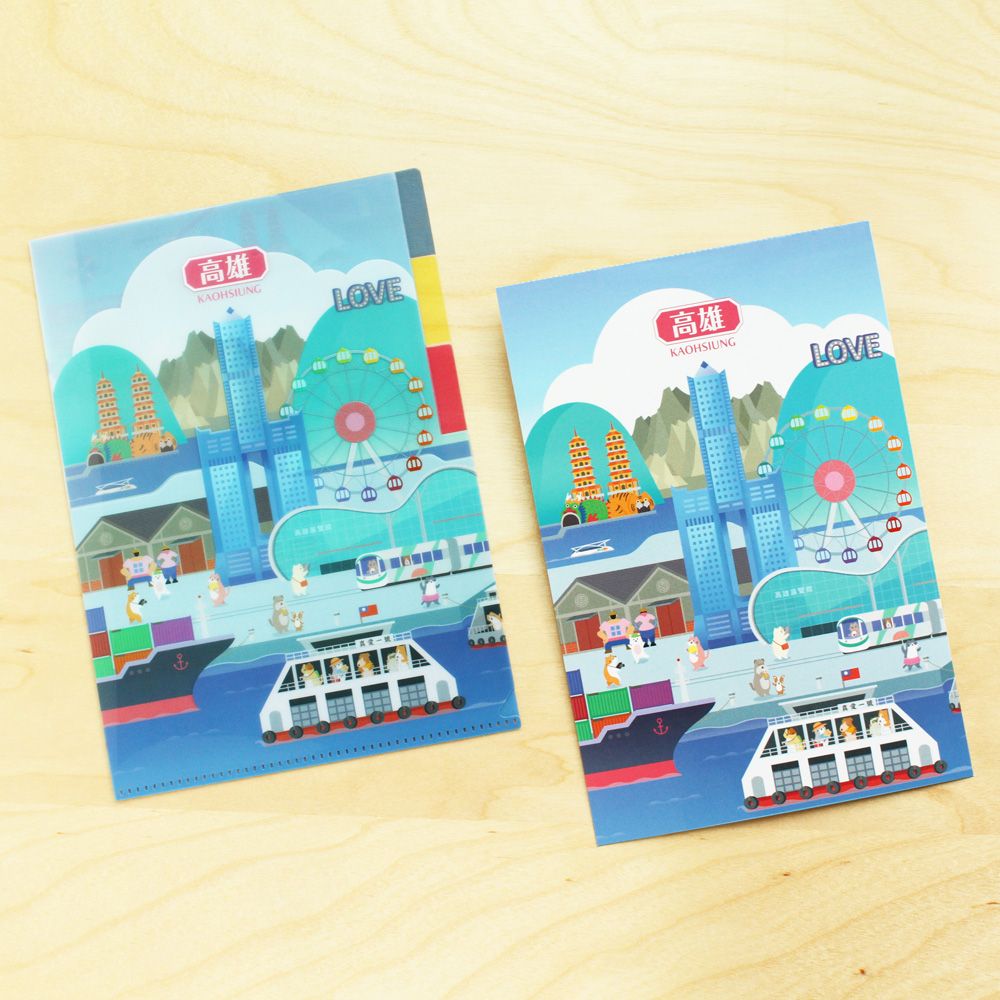 MIIN GIFT三層資料夾與明信片組/ 貓狗散步/ 高雄