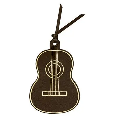 MUSIC FOR LIVING Leather Bookmark/ Guitar/ Dark Brown