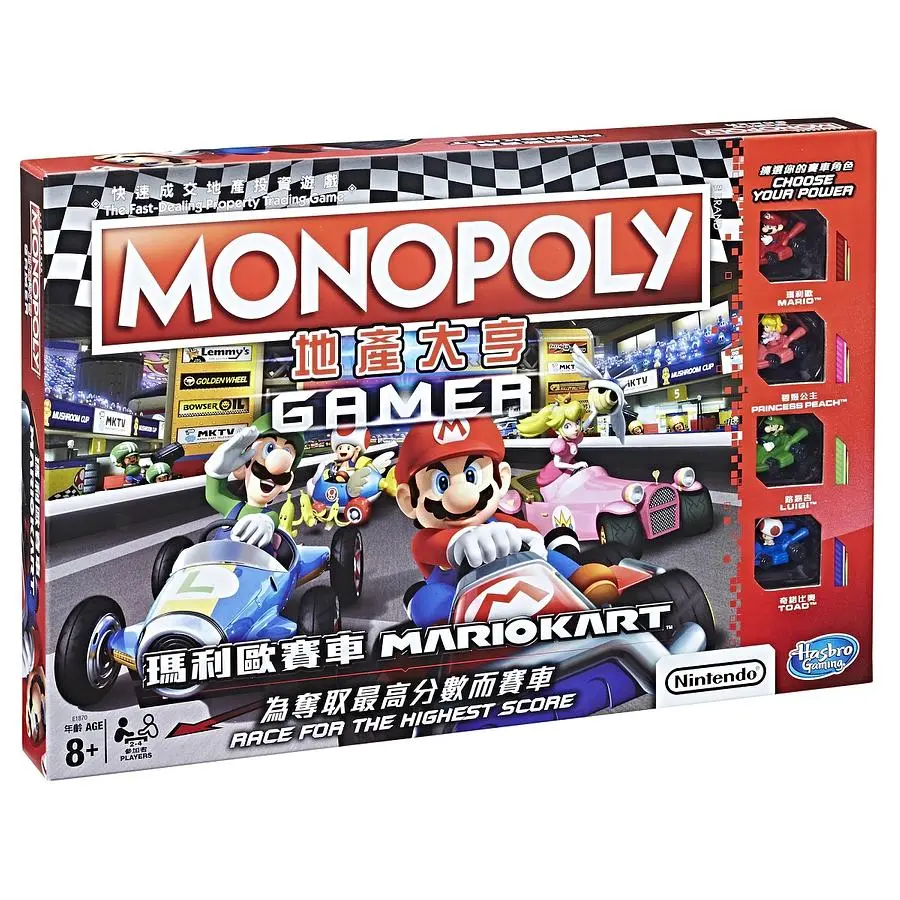 賽道狂飆賺金幣➤Hasbro地產大亨瑪利歐賽車