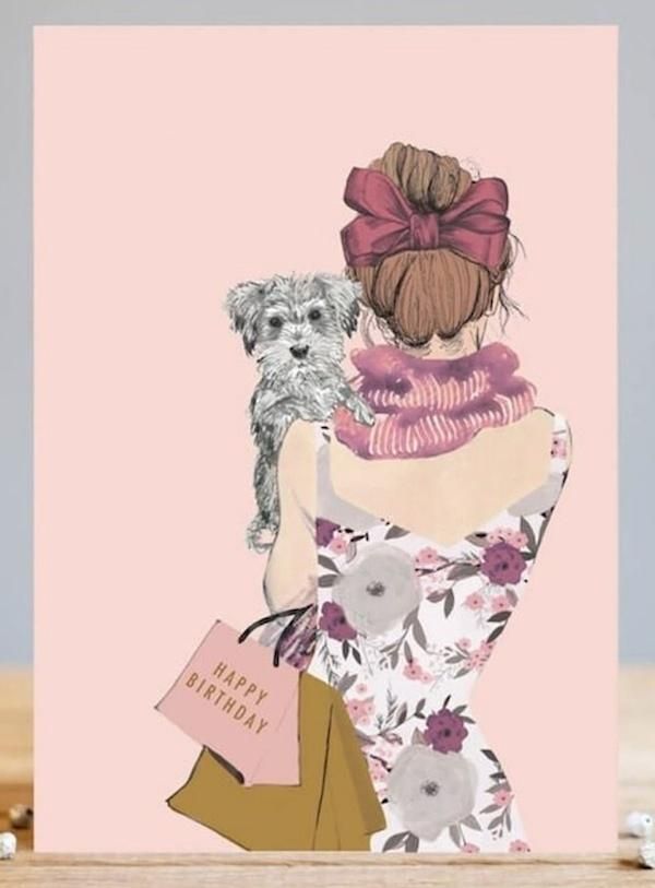 LOUISE TILER生日卡/ Girl & Dog 女孩與狗