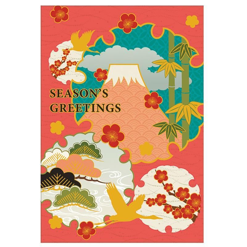 日本Greeting Life和風聖誕卡/ 富士與松竹梅
