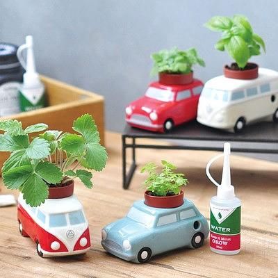 聖新陶芸Auto Plants Mini Bus巴士造型種植組/ 藍/ 薄荷