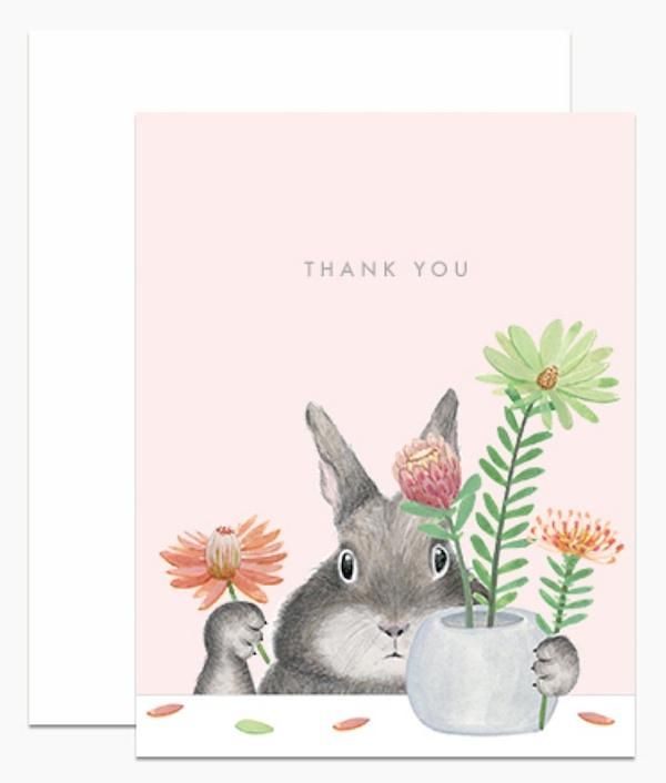 DEAR HANCOCK感謝卡/ Thank You免子與花