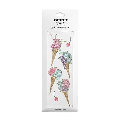 PAPERSELF刺青貼紙/ 冰淇淋花Floral Ice Cream/ 2入