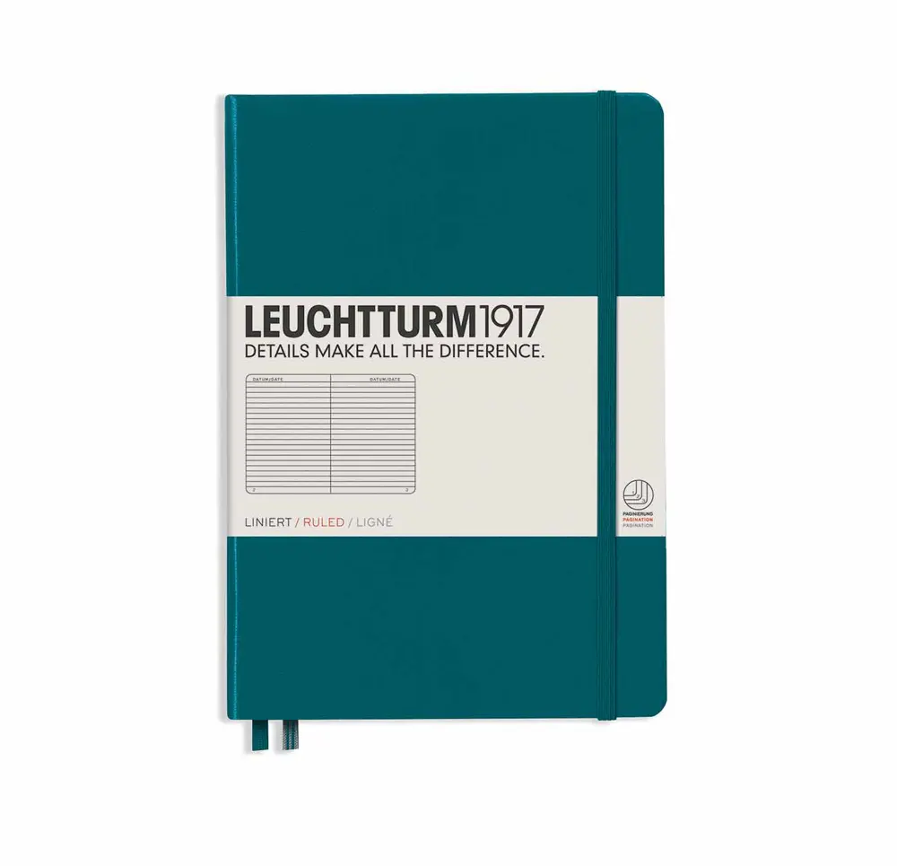 德國 LEUCHTTURM1917 硬殼筆記本 A5/ 太平洋綠/ 橫線
