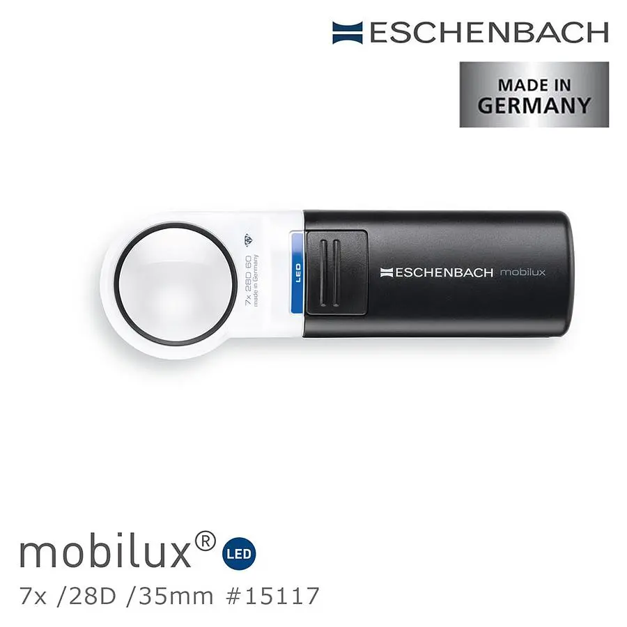 ESCHENBACH 7倍/28D手持型非球面單眼高倍放大鏡/ 含LED燈