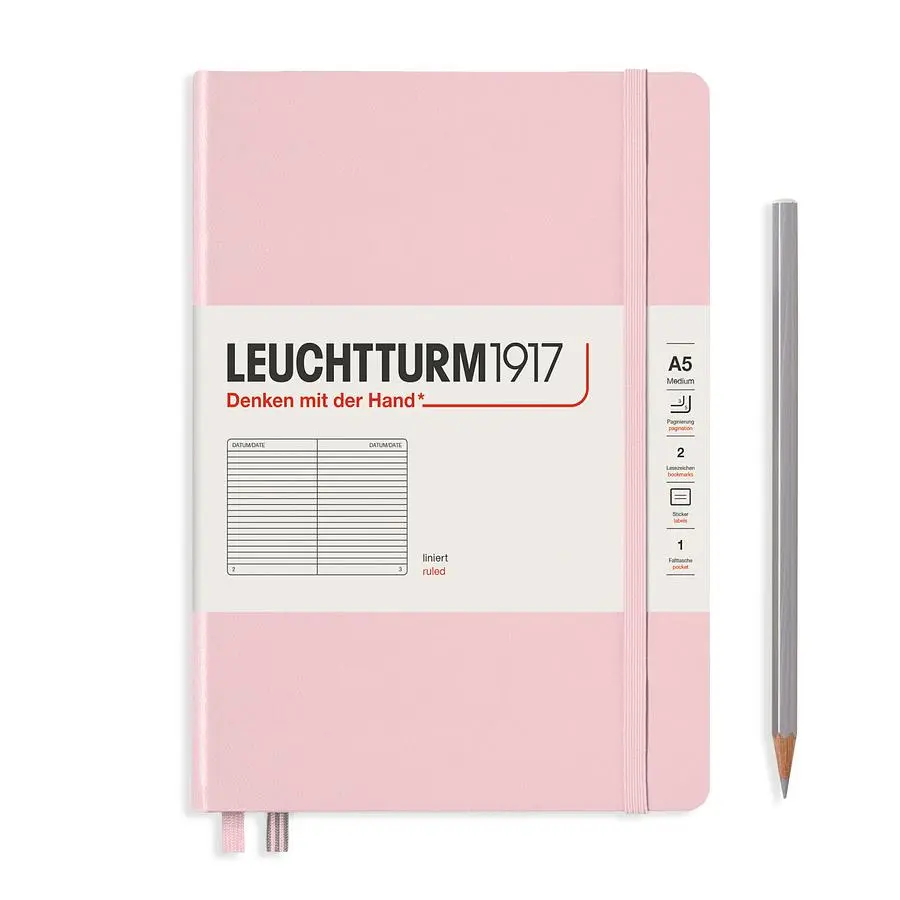 德國 LEUCHTTURM1917 硬殼筆記本 A5/ 粉/ 橫線